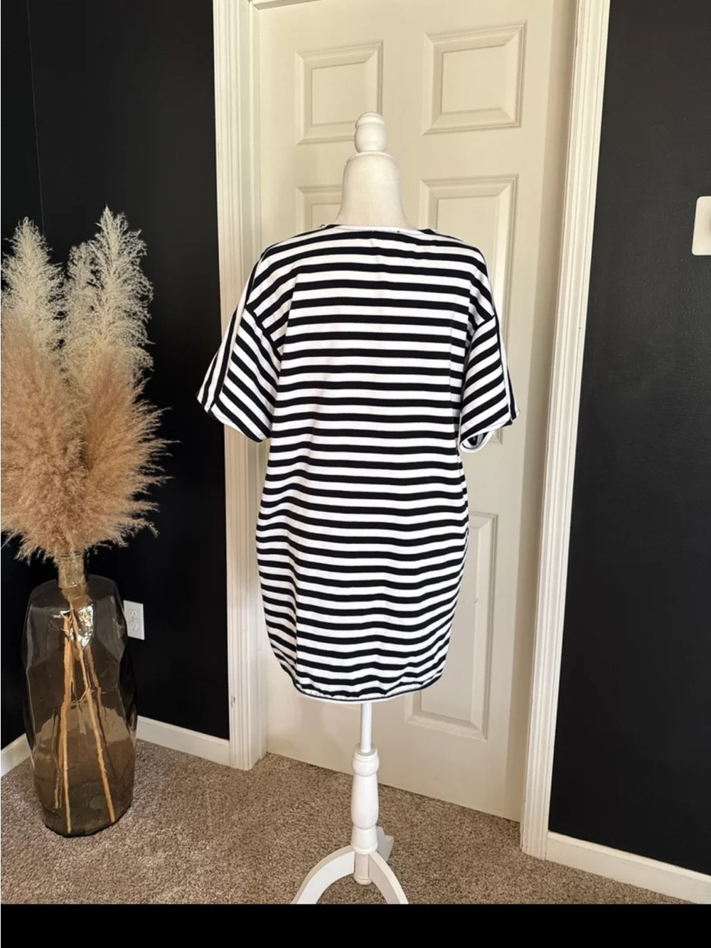 COS Stripe Boxy Tunic Mini Dress Dense Jersey Cotton Size Medium - Picture 10 of 12